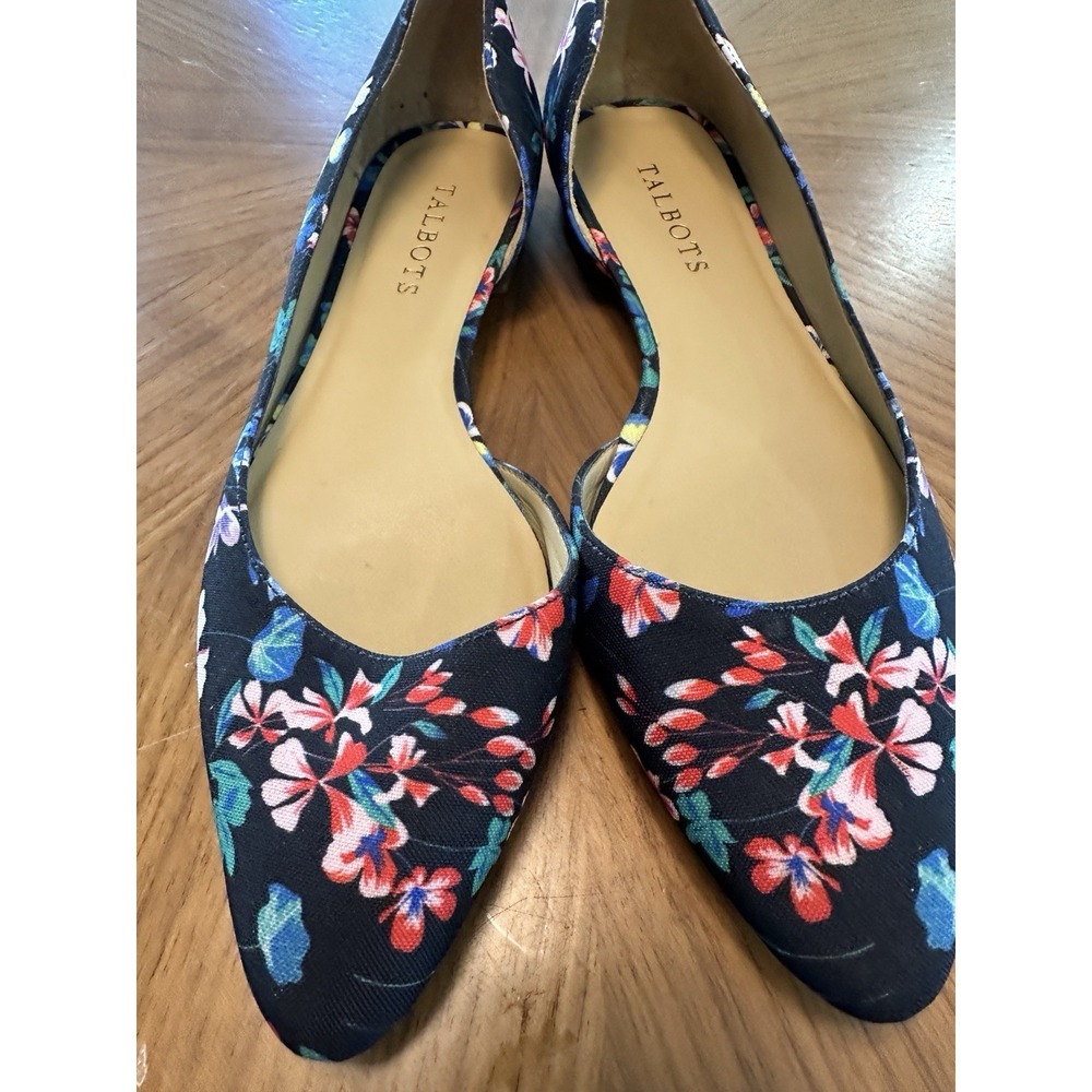 Talbots Womens 8M Edison Multi Color Floral Botanical d'Orsay Slip On Flat Shoes